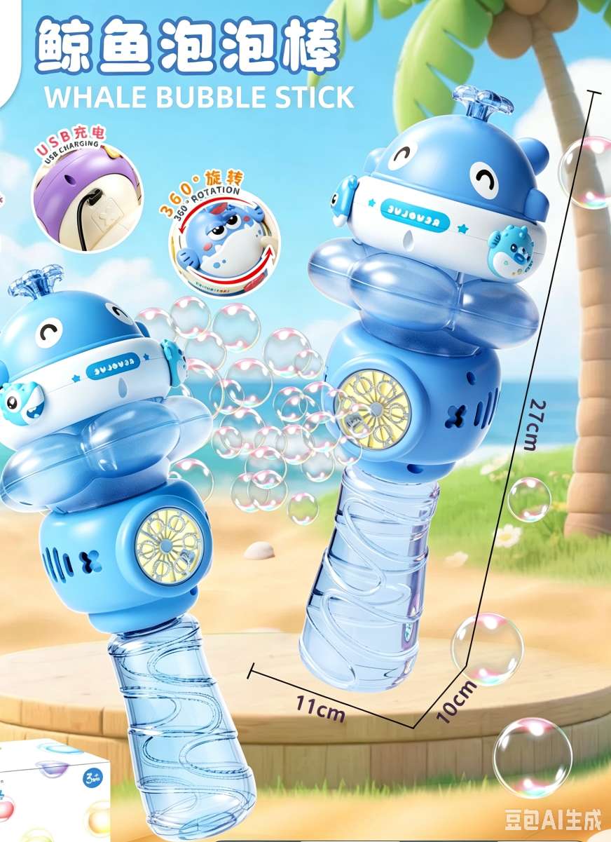Children's hand-held whale bubble stick charging fully automatic bubble dispensing beach outdoor boys' and girls' toy gifts detail image 4