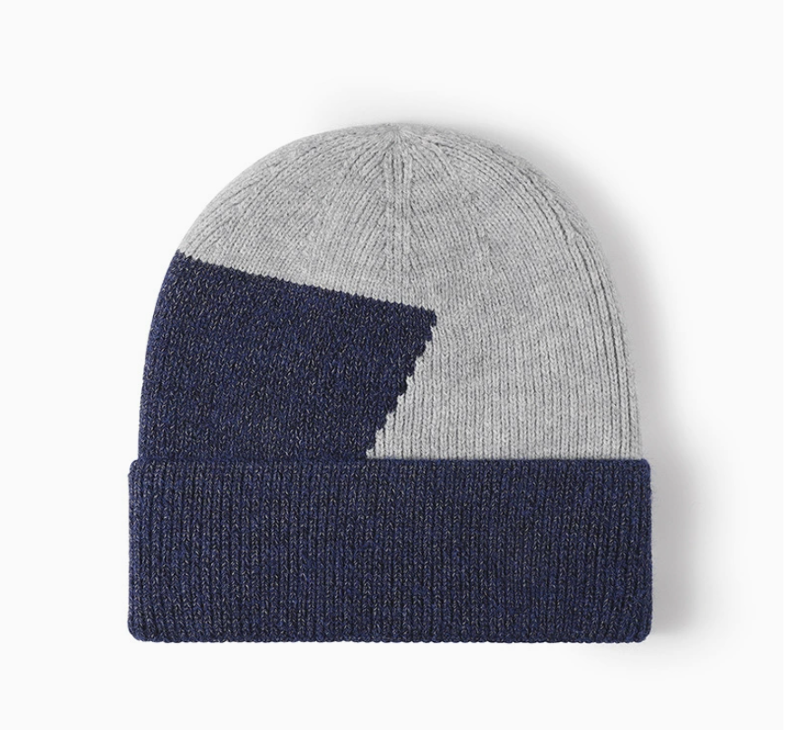 European and American outdoor thickened warm cold hat, men's color-blocked ear-protective thickened headband, autumn and winter woolen knitted hat, women's 150402788