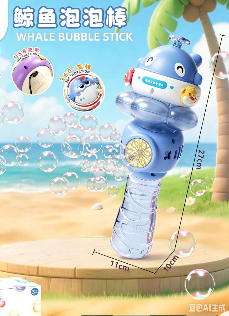 Children's hand-held whale bubble stick charging fully automatic bubble dispensing beach outdoor boys' and girls' toy gifts detail image 6