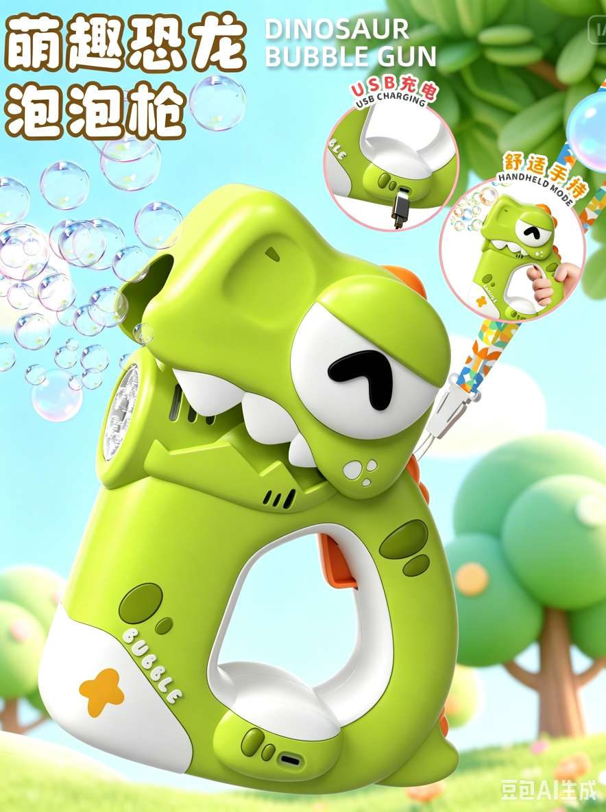 Children's hand-held dinosaur bubble gun charging fully automatic bubble dispensing outdoor boys' and girls' toy gifts Application Scenario