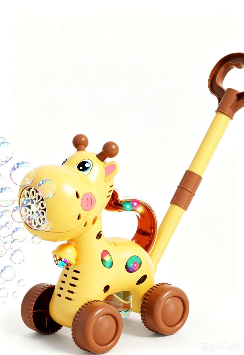 Children's giraffe bubble push game, push-and-hold, light, leak-proof, USB charging, outdoor walking, birthday gift, electric bubble machine detail image 3