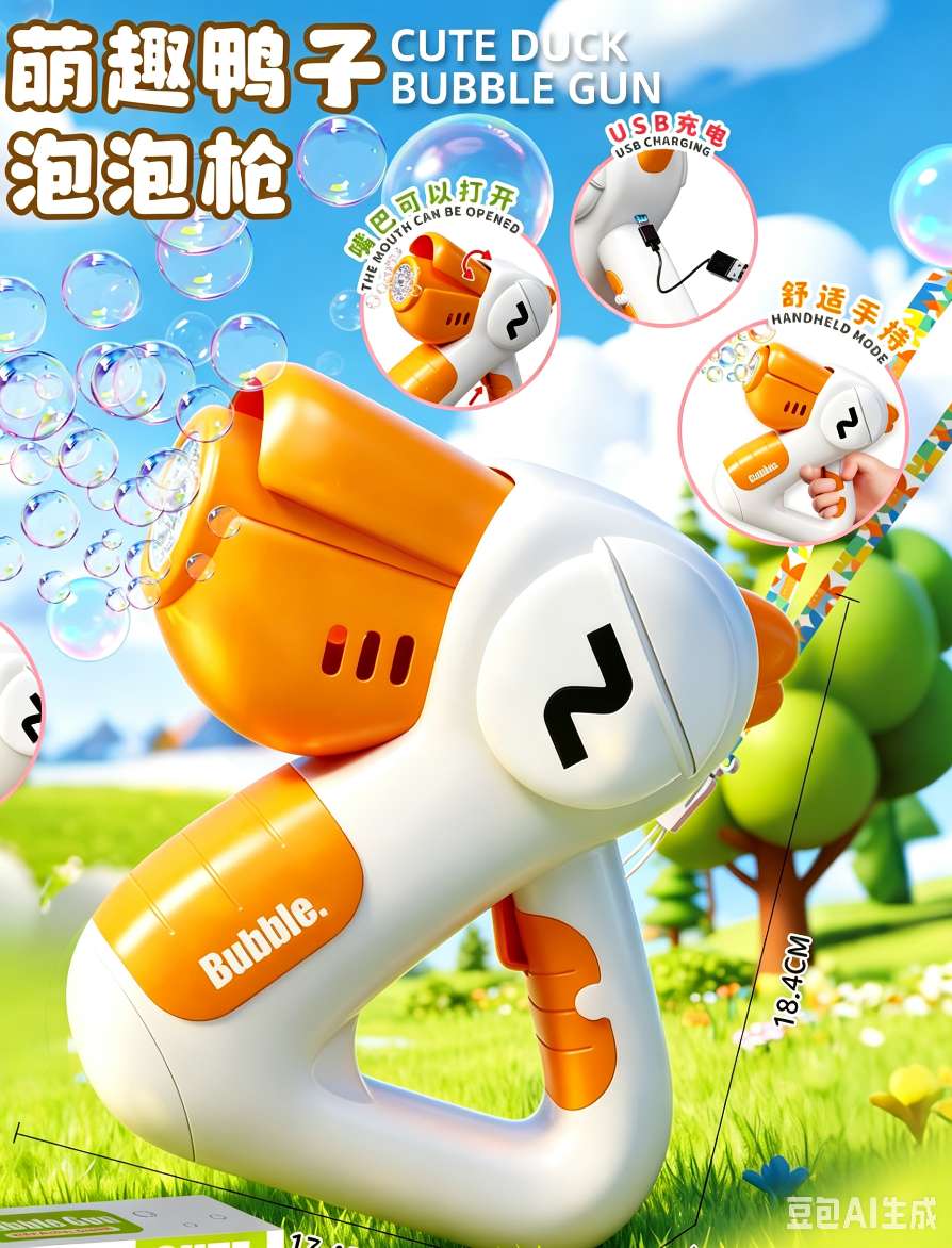 Children's hand-held duck bubble gun, fully automatic bubble dispensing, outdoor boys' and girls' toy gift detail image 3