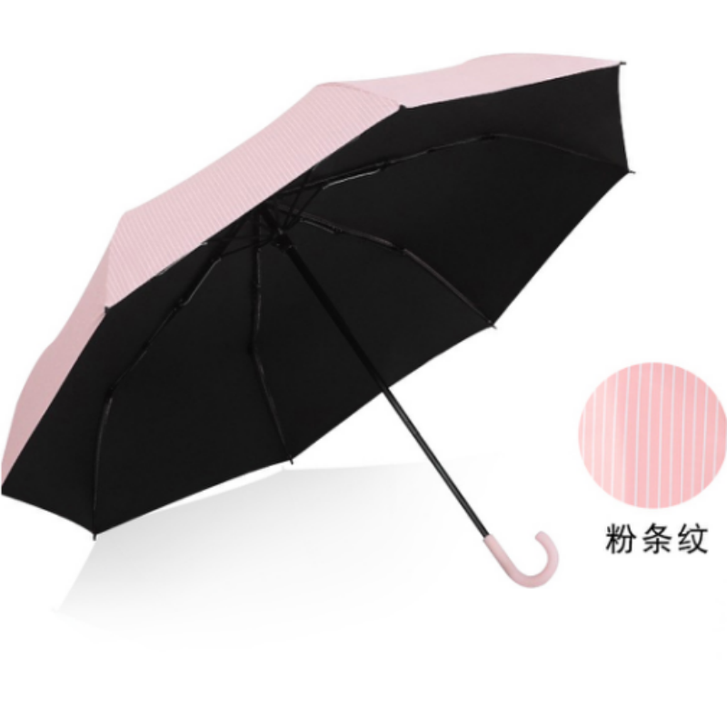 Hengdun simple blue striped hook-shaped handle umbrella, fresh and clean striped all-weather umbrella, versatile for commuting, black rubber UV-resistant coating, ultra-light and portable folding umbrella, supports wholesale customization, logo advertising umbrella Application Scenario