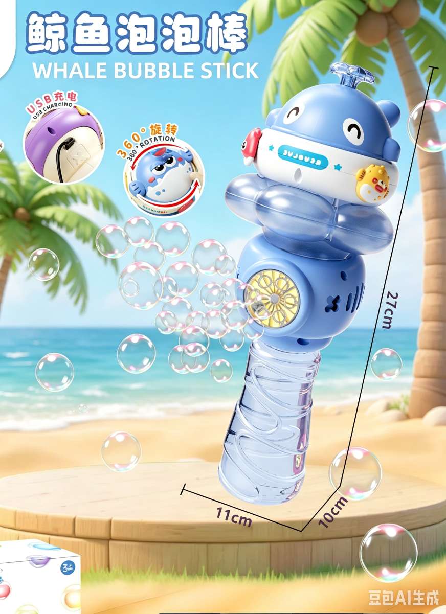 Children's hand-held whale bubble stick charging fully automatic bubble dispensing beach outdoor boys' and girls' toy gifts detail image 2