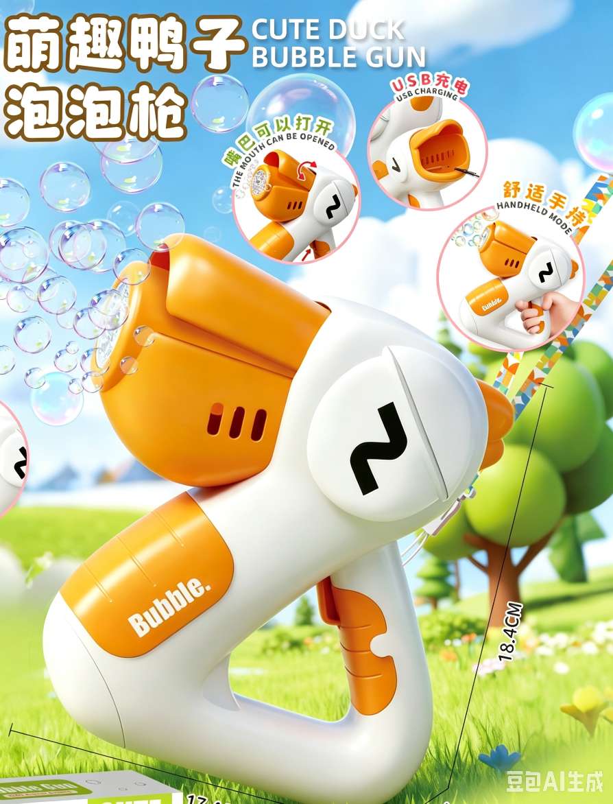Children's hand-held duck bubble gun, fully automatic bubble dispensing, outdoor boys' and girls' toy gift Item Picture