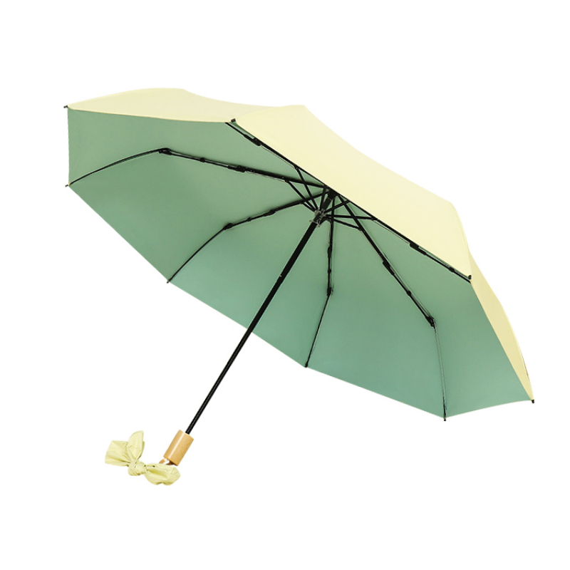 Hengdun Light wood handle bow folding umbrella, windproof and rainproof, French retro color glue UV protection, all-weather and all-weather umbrella, macaron color series portable sunshade umbrella, student commuting support wholesale, custom logo Item Picture