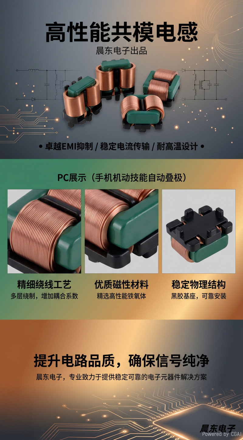 扁平线共差一体模电感 EMI共模滤波器圆线立式-卧式详情1