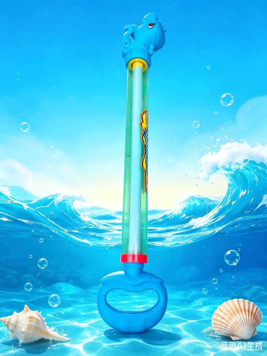 Cartoon Seahorse pull-out water gun, children's large-capacity syringe water cannon, summer water play and water fight toy detail image 5