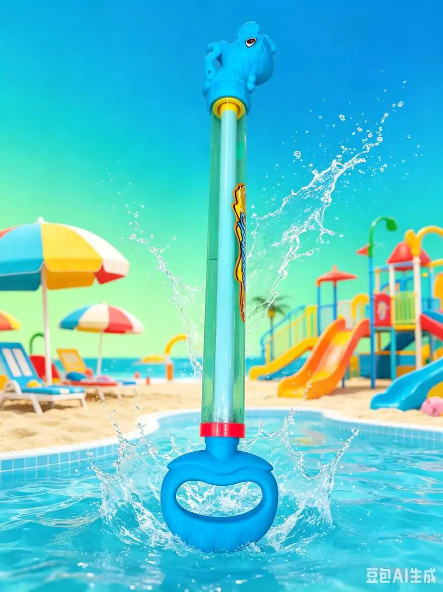 Cartoon Seahorse pull-out water gun, children's large-capacity syringe water cannon, summer water play and water fight toy detail image 4