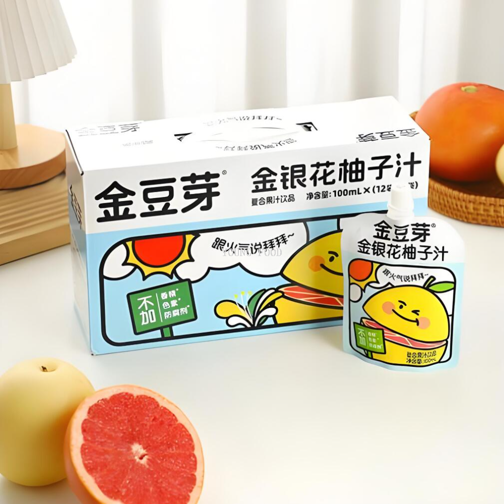 Free shipping! Golden Bean Sprout, Honeysuckle, Pomelo Juice, Hawthorn Juice Gift Box 100m*13 bags, a refreshing and nourishing gift