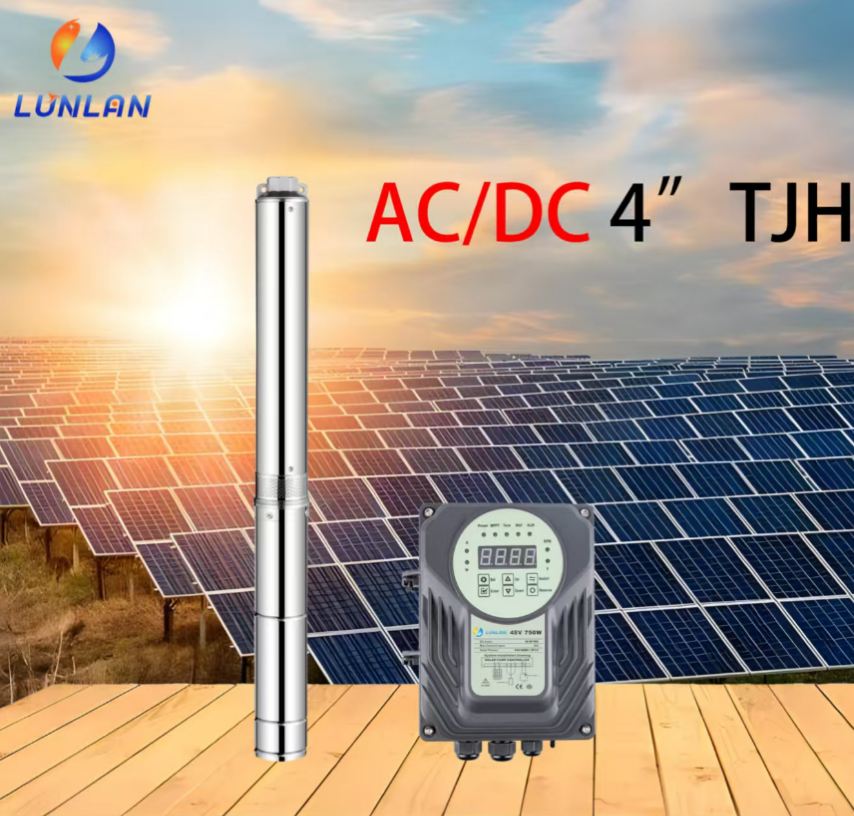 LUNLAN solar AC/DC 240M brushless water pump Solar water pump irrigation system remote control durable stainless steel rural irrigation