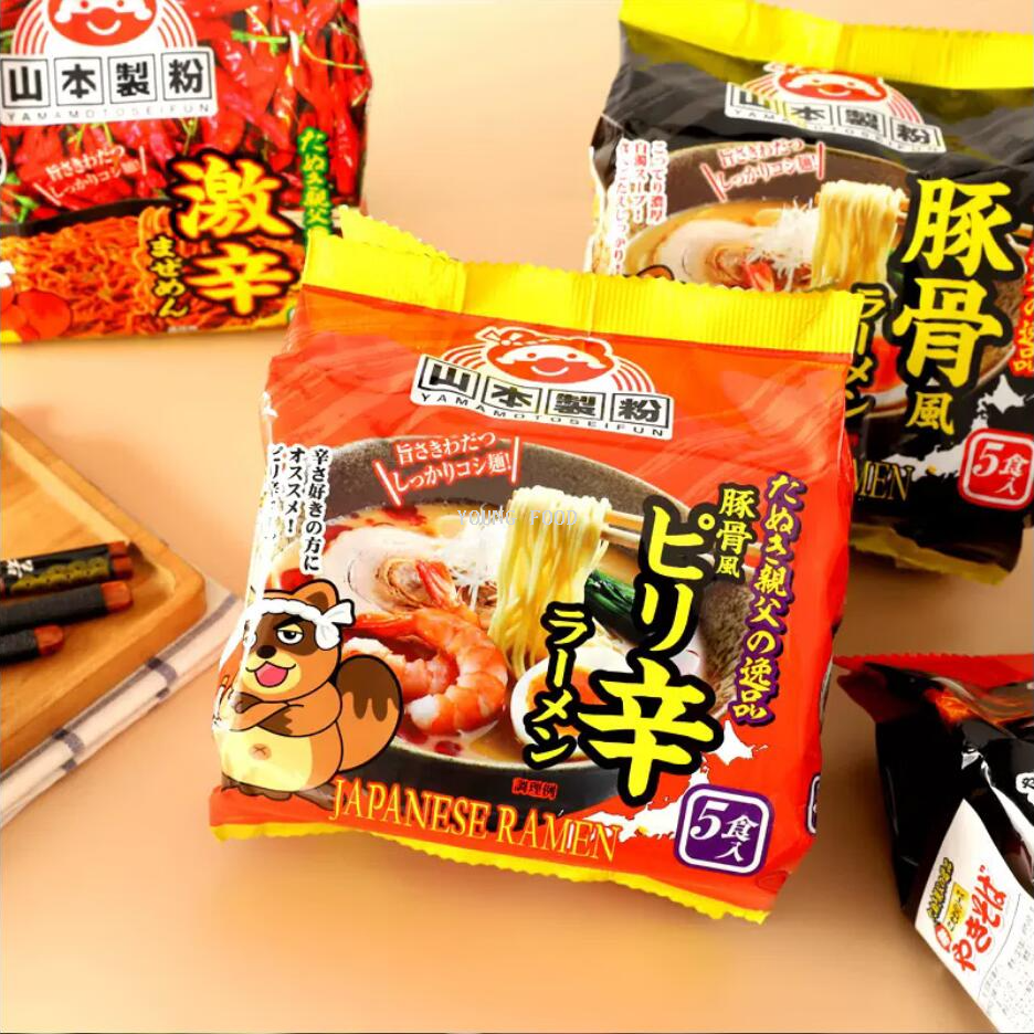 Free shipping! Japanese imported instant noodle fast food, Yamamoto tonkotsu flavored Japanese instant noodles 90g*5 bags, snack food Item Picture