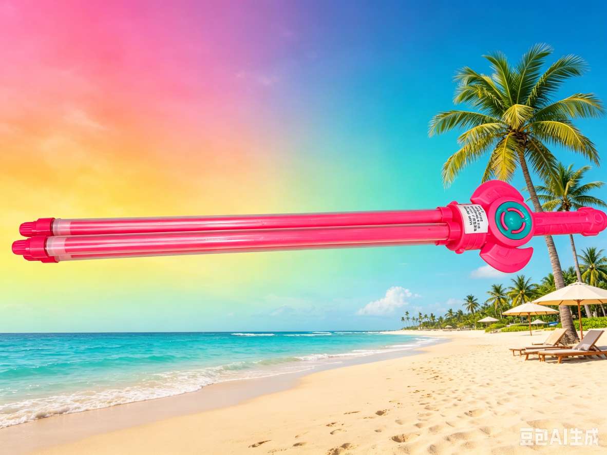Pink double-tube water cannon, a large-capacity outdoor water play toy, a perfect water fight tool for parents and children