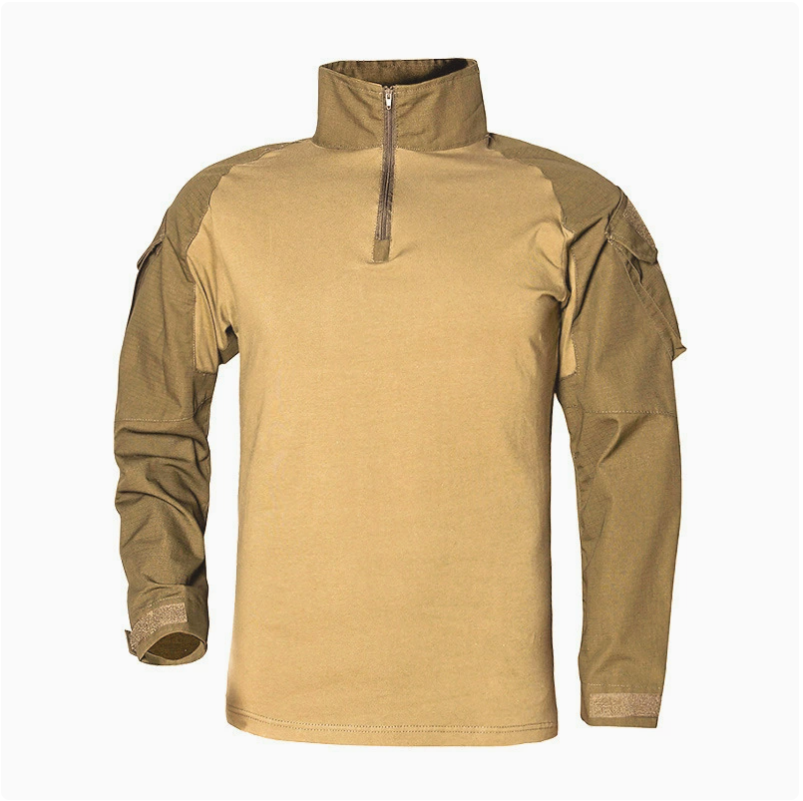 Breathable and wear-resistant G2 Frog suit moisture-wicking top, men's long-sleeved outdoor training frog suit CP camouflage tactical suit details Picture