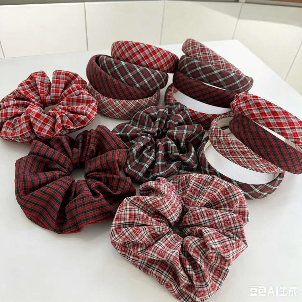 The 2026 new fabric fashion styling design is at the forefront of the trend. It features a retro classic checkered headband on the top of the head for women, a wide-edge fabric hair-showing and voluminous hairpin, and a letter anti-slip headband for washing the face detail image 9
