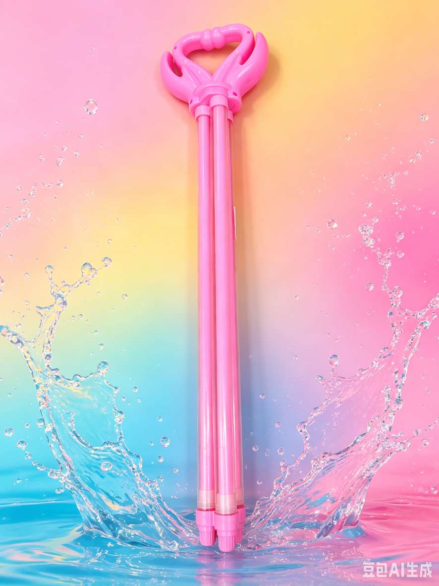 The pink heart-shaped magic water gun, a pull-out four-tube water cannon, is a perfect water play tool for girls in summer detail image 5