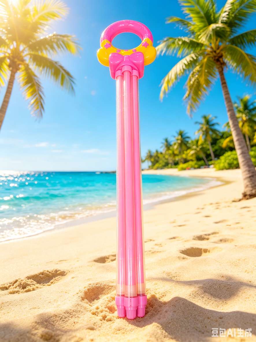 Children's pink pull-out water gun, straight tube, transparent, large-capacity water cannon, summer water play toy detail image 2