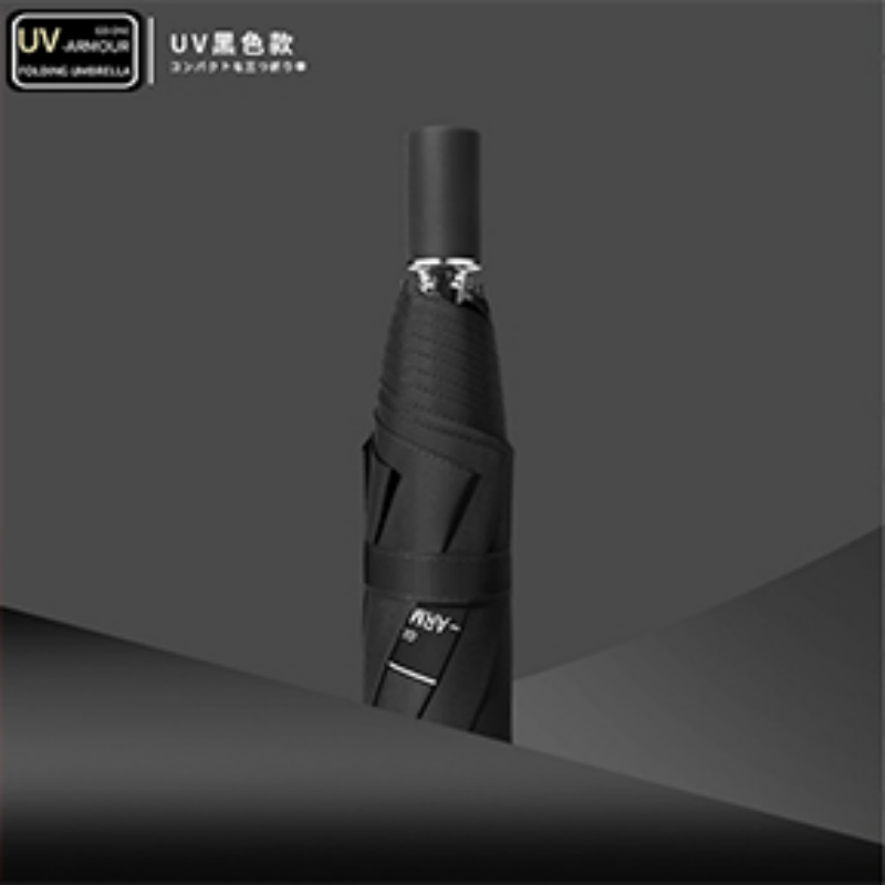 Hengdun black rubber coated simple UV sun protection umbrella, UV protection three-fold umbrella, ultra-light portable pocket umbrella, all-weather and all-weather, reinforced umbrella frame, wind-resistant umbrella, unisex, multiple colors available, wholesale and customization available Specification image