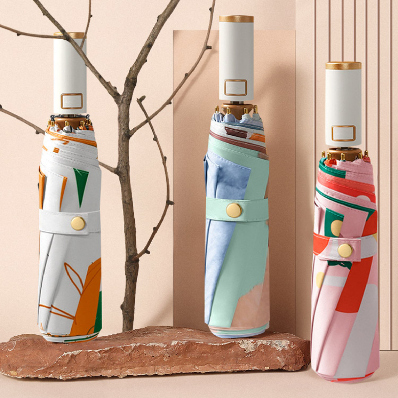 Hengdun ultra-light portable pocket umbrella, UV protection and sun protection umbrella, fresh and light printed folding umbrella, all-weather and all-weather windproof umbrella, spring and summer travel sun protection umbrella, multiple colors to choose from, wholesale available, custom logo