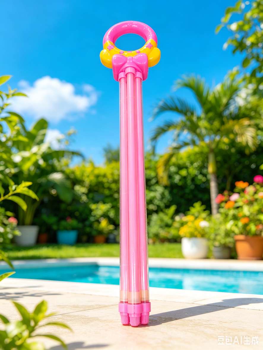 Children's pink pull-out water gun, straight tube, transparent, large-capacity water cannon, summer water play toy detail image 3
