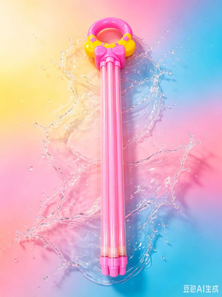 Children's pink pull-out water gun, straight tube, transparent, large-capacity water cannon, summer water play toy Application Scenario