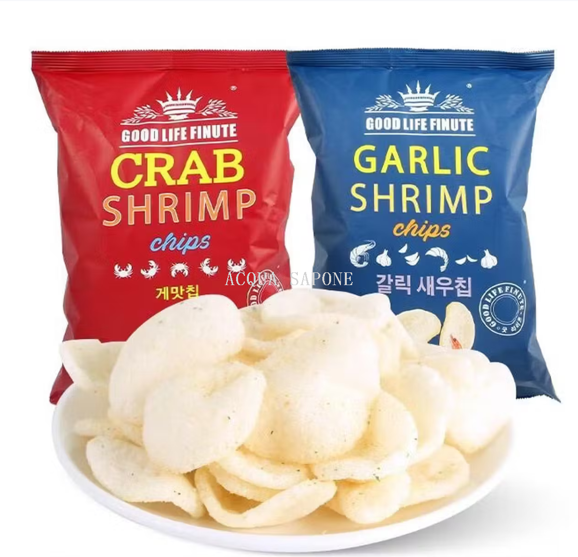 包邮！韩国进口FINUTE趣莱福蟹味虾片82g蒜香浓郁 酥脆网红零食