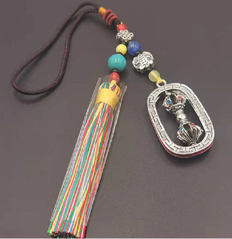 Colorful tassels can rotate the Nine Palace Eight Trigrams card, hand-cranked wheel, ethnic scenic area, street stall, trailer, hanging item, Smooth Accessories store