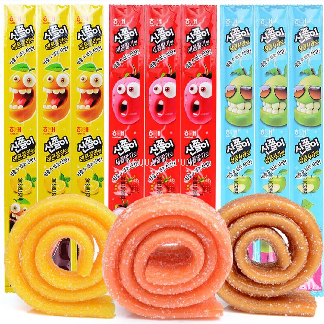 Free shipping! Korean imported Haitai lemon Cola long soft candy 24g children's snack candy, sweet and sour, chewy