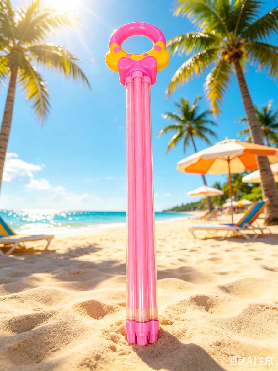 Children's pink pull-out water gun, straight tube, transparent, large-capacity water cannon, summer water play toy Specification image