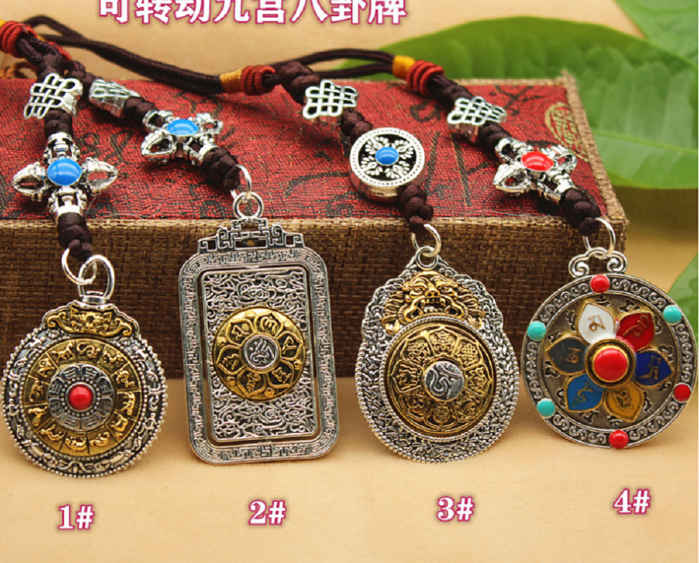 Rotatable Nine Palaces Eight Trigrams Card, Tibetan zodiac auspicious ethnic style waist card, Smooth Jewelry store
