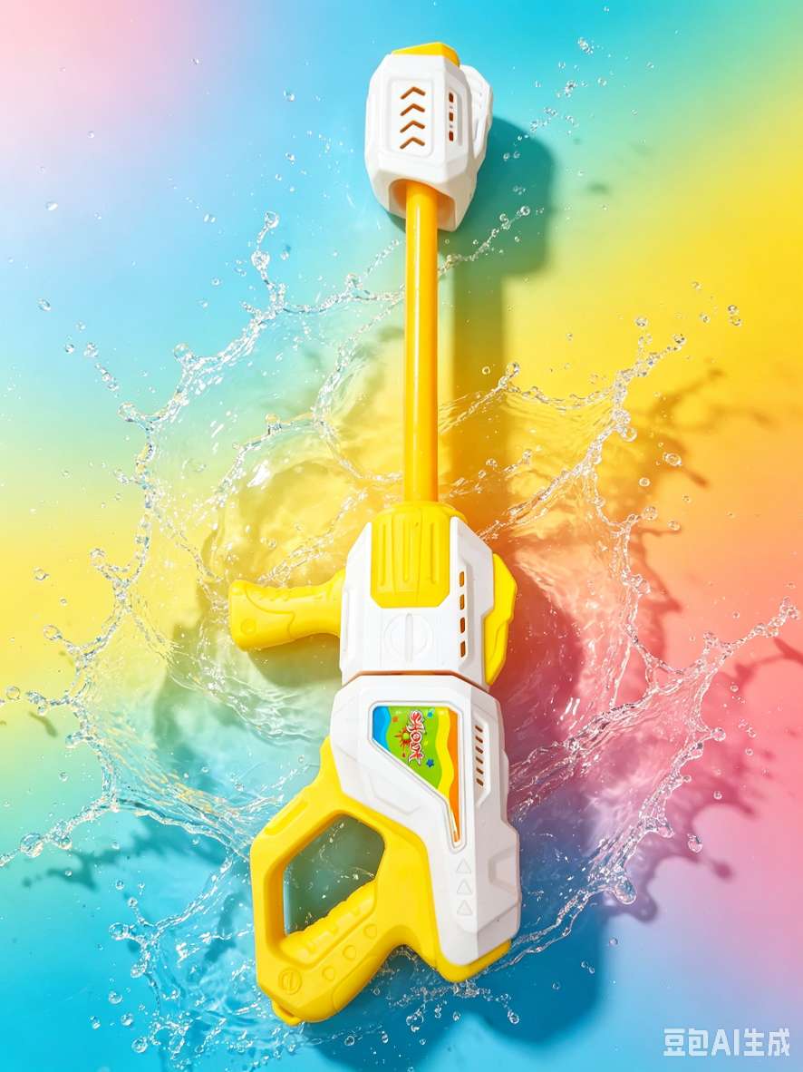 Yellow and white color pull-out water cannon, a perfect water fight tool for children, a beach swimming pool rafting and water play toy