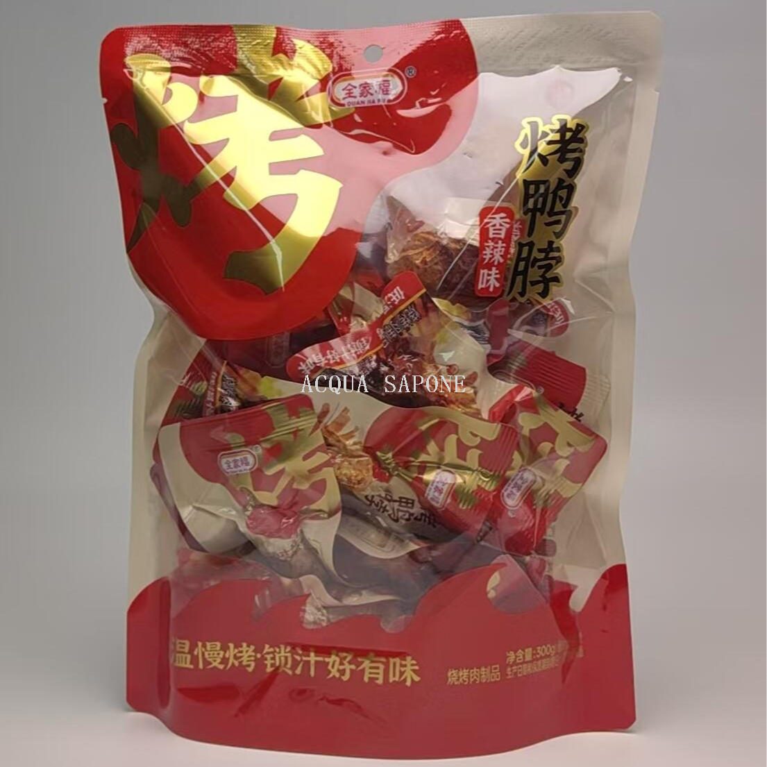 包邮！全家福烤鸭脖300g蜂蜜味 香辣味 休闲食品下酒菜追剧小零食