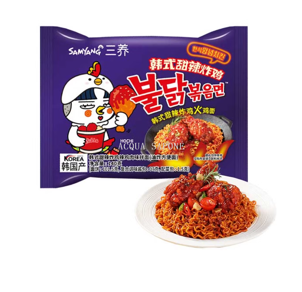 Free shipping Korean Samyang Turkey Noodles, Korean Sweet and Spicy Fried Chicken Flavor 140g*5 bags Sweet and Spicy Fried Chicken Flavor bulk sale Application Scenario