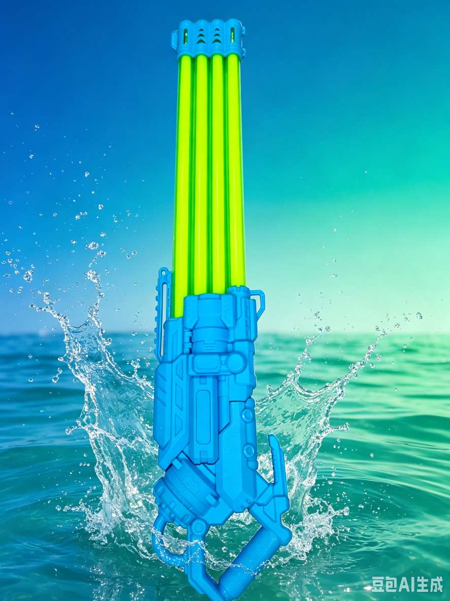 Color azul y verde cuatro cañones de agua pistola de agua de gran capacidad pistola de pulverizador de agua fuerte verano al aire libre lucha juguetes de agua