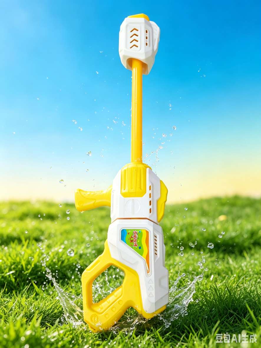 Yellow and white color pull-out water cannon, a perfect water fight tool for children, a beach swimming pool rafting and water play toy Specification image