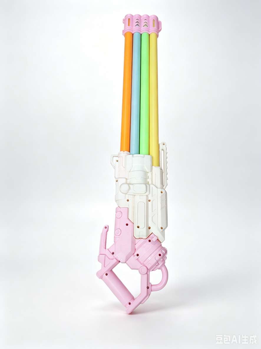 Pink and white contrasting four-barrel Gatling water cannon, a large-capacity water gun for girls' hearts, a summer outdoor battle toy detail image 6