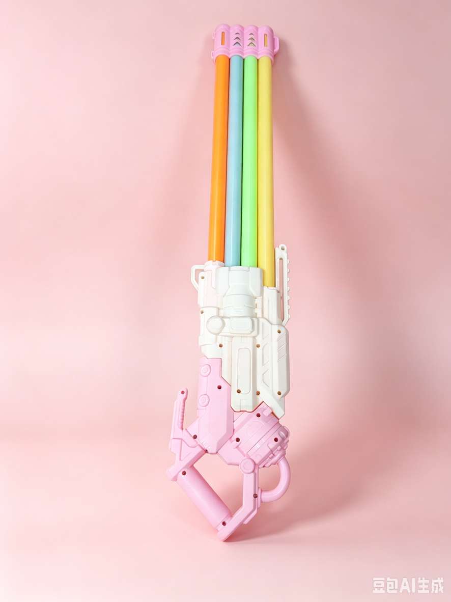 Pink and white contrasting four-barrel Gatling water cannon, a large-capacity water gun for girls' hearts, a summer outdoor battle toy Application Scenario