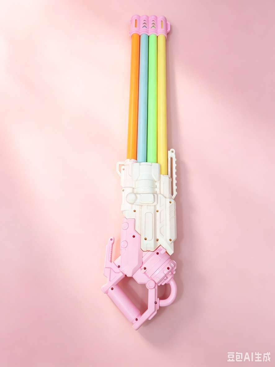 Pink and white contrasting four-barrel Gatling water cannon, a large-capacity water gun for girls' hearts, a summer outdoor battle toy detail image 5