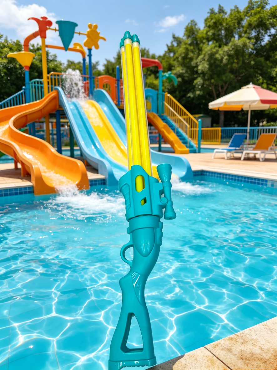 Children's double-tube pull-out water gun, a summer swimming pool water fight magic tool, large-capacity long-range water play toy Specification image