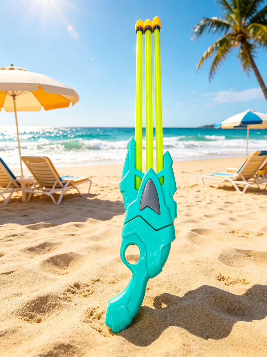 Children's three-tube pull-out water gun, a summer beach water fight magic tool, large-capacity long-range water play toy