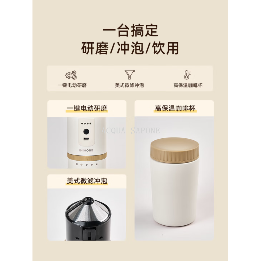 Portable coffee grinder, small household electric coffee grinder with wireless long battery life, portable travel details Picture