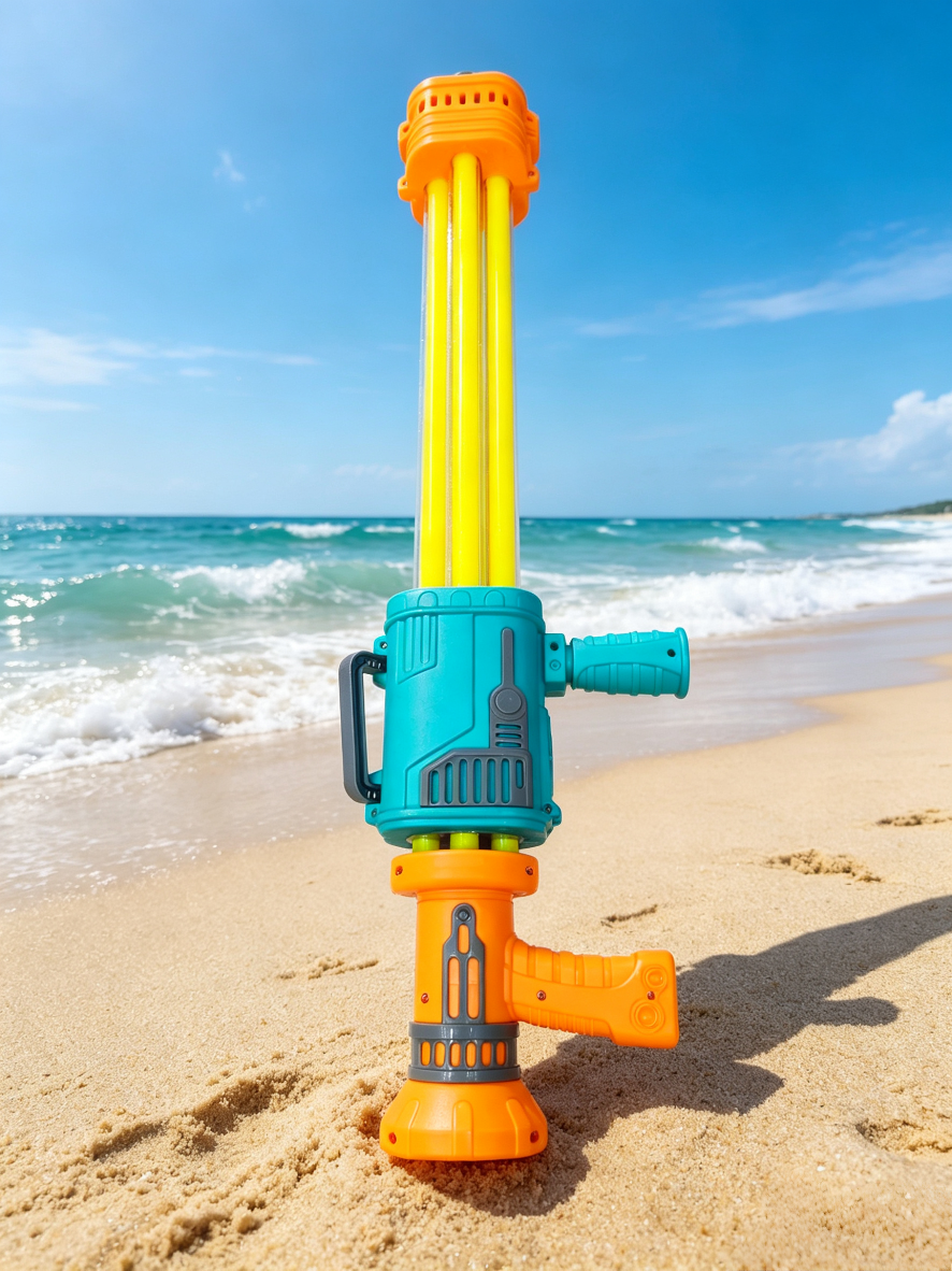 The "heavy weapon" for water fights in summer! Gatling multi-barrel water gun, a swimming pool water play wonder details Picture