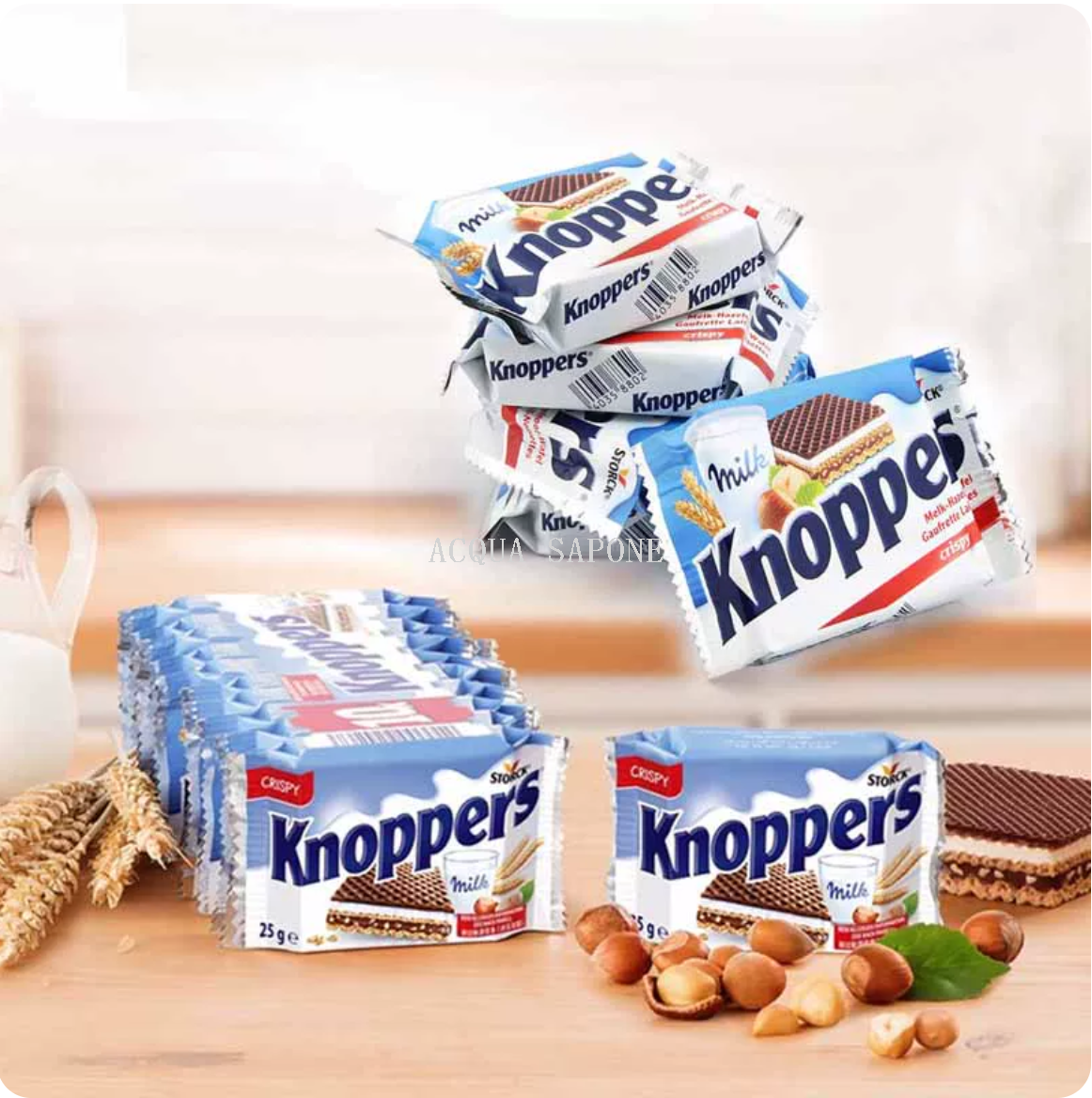 Free shipping! German imported Knoppers cocoa hazelnut Wafer five-pack 125g, crispy, rich and not greasy details Picture