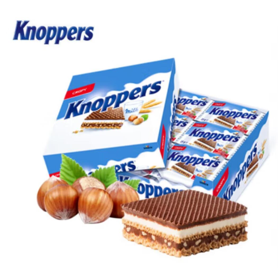 Free shipping German Knoppers cocoa hazelnut wafer cookies 600g, rich in cocoa milk without greasiness, 5-layer crispy details Picture