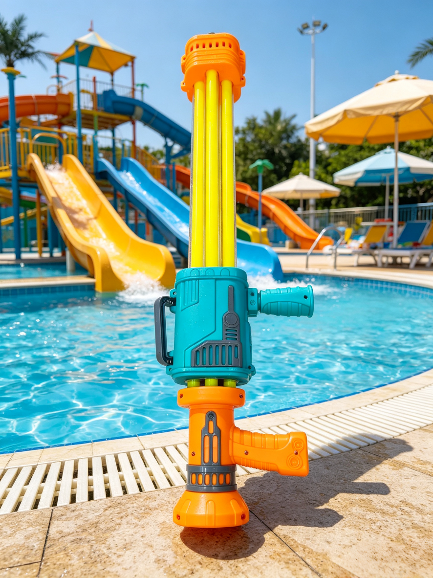 The "heavy weapon" for water fights in summer! Gatling multi-barrel water gun, a swimming pool water play wonder Specification image