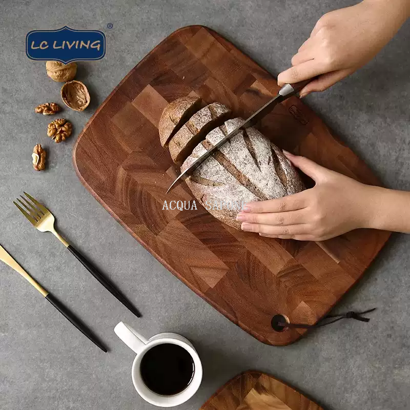 Free shipping! lcliving Thai acignon wood cutting board, unpainted and waxed household solid wood checkerboard for kitchen use Item Picture