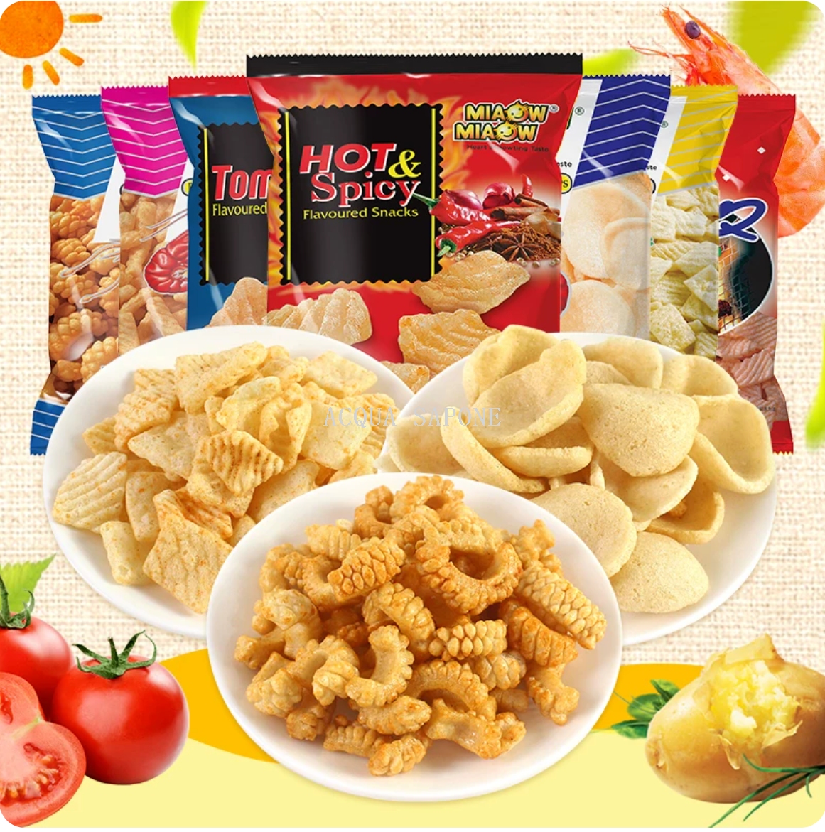 Free shipping! Malaysian imported snack food Miaow Miaow Crispy Bar Puffed food 60g details Picture