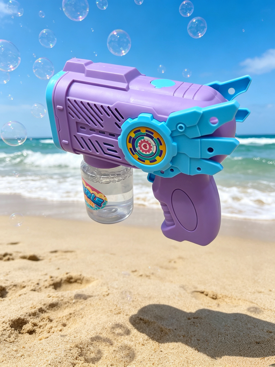 Mecha-style fully automatic bubble gun, children's handheld electric bubble machine, leak-proof design, summer outdoor toy Specification image