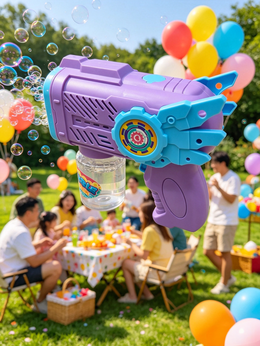 Mecha-style fully automatic bubble gun, children's handheld electric bubble machine, leak-proof design, summer outdoor toy detail image 7