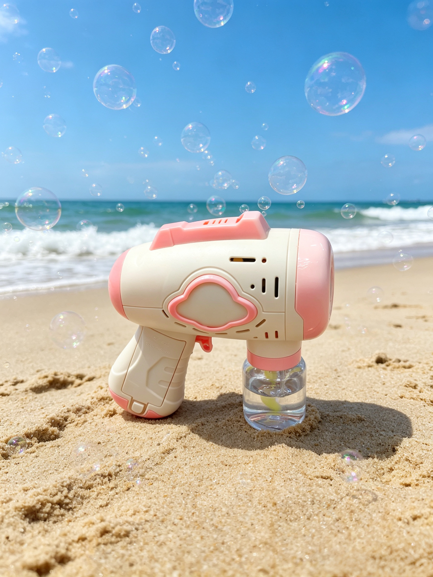 Milk white Cloud fully automatic bubble gun, children's handheld electric bubble machine, leak-proof design, outdoor toy details Picture